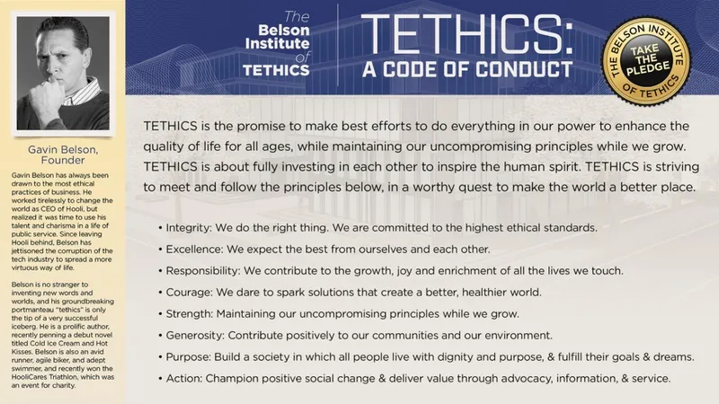 Scene from Silicon Valley showing Gavin Belson discussing Tethics
