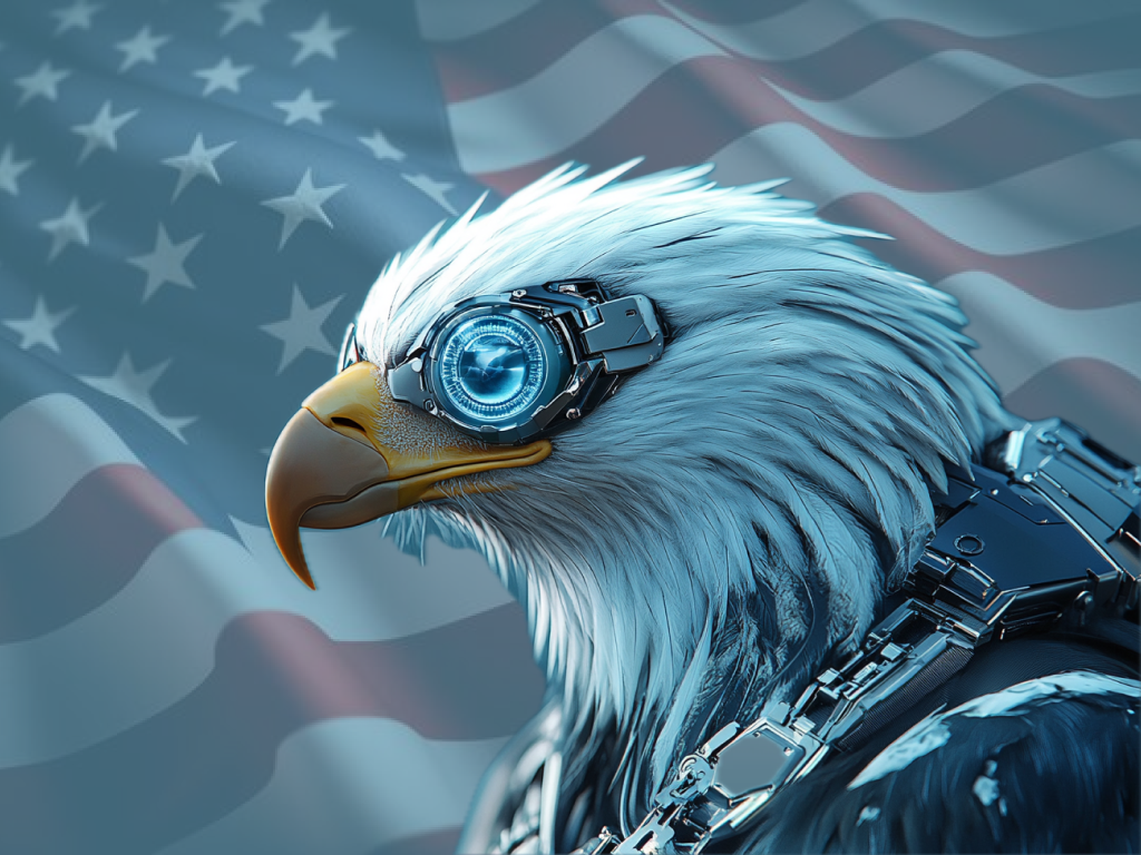 Eagle with flag